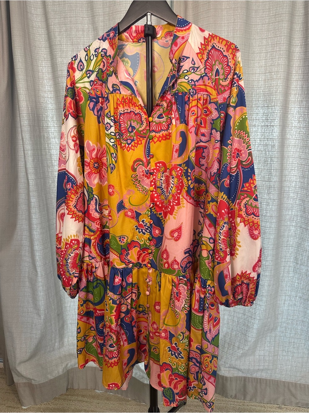 Vibrant Multi-Color Paisley Print Tiered Women's Dress